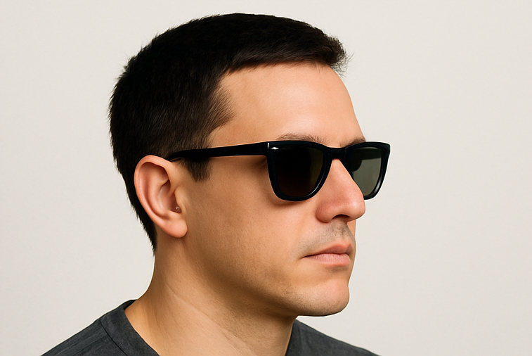 Gui Vardacosta de óculos, foto de perfil no tema claro, olhando para o lado.